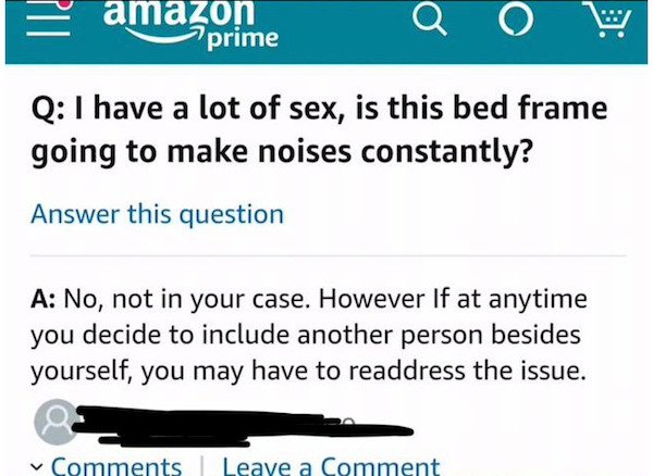 paper - Pil amazon prime Q I have a lot of sex, is this bed frame going to make noises constantly? Answer this question A No, not in your case. However If at anytime you decide to include another person besides yourself, you may have to readdress the issu
