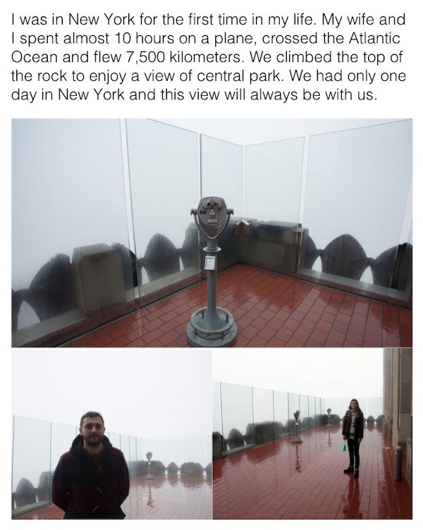 angle - I was in New York for the first time in my life. My wife and I spent almost 10 hours on a plane, crossed the Atlantic Ocean and flew 7,500 kilometers. We climbed the top of the rock to enjoy a view of central park. We had only one day in New York 