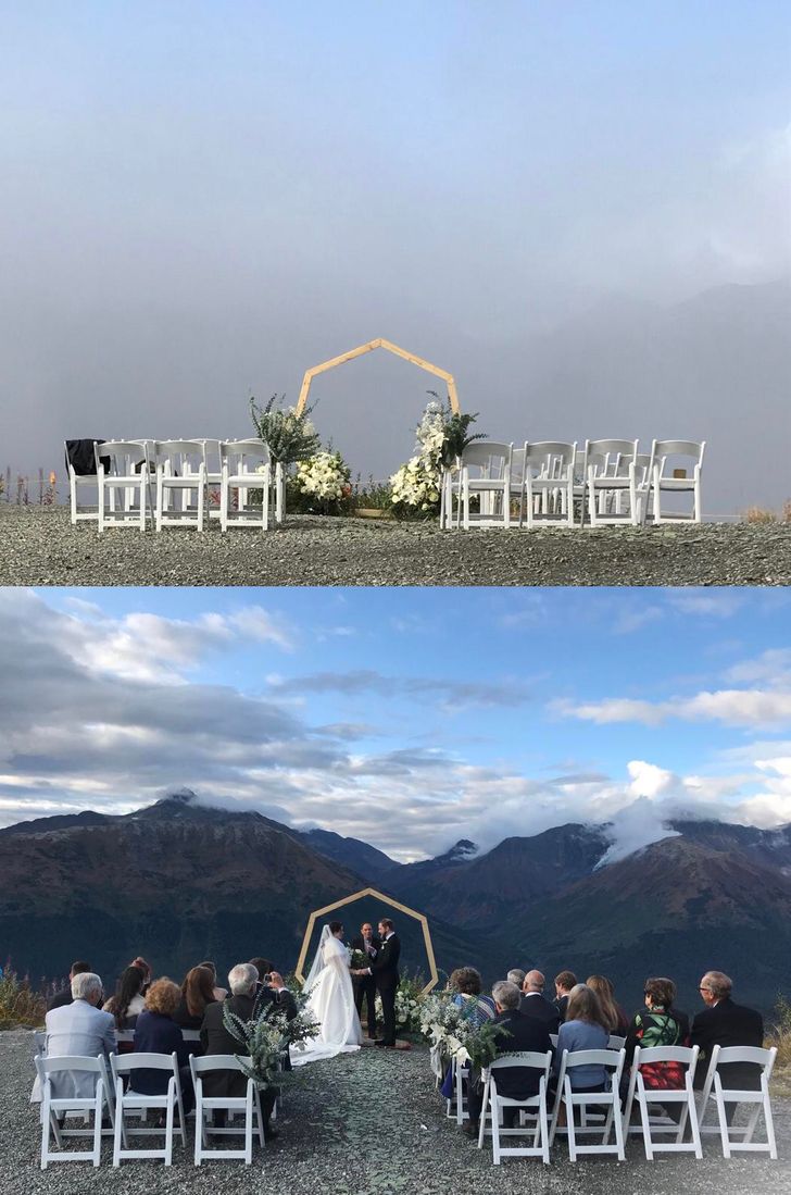 “45 minutes before go-time and during the ceremony — Mother Nature had perfect timing.”