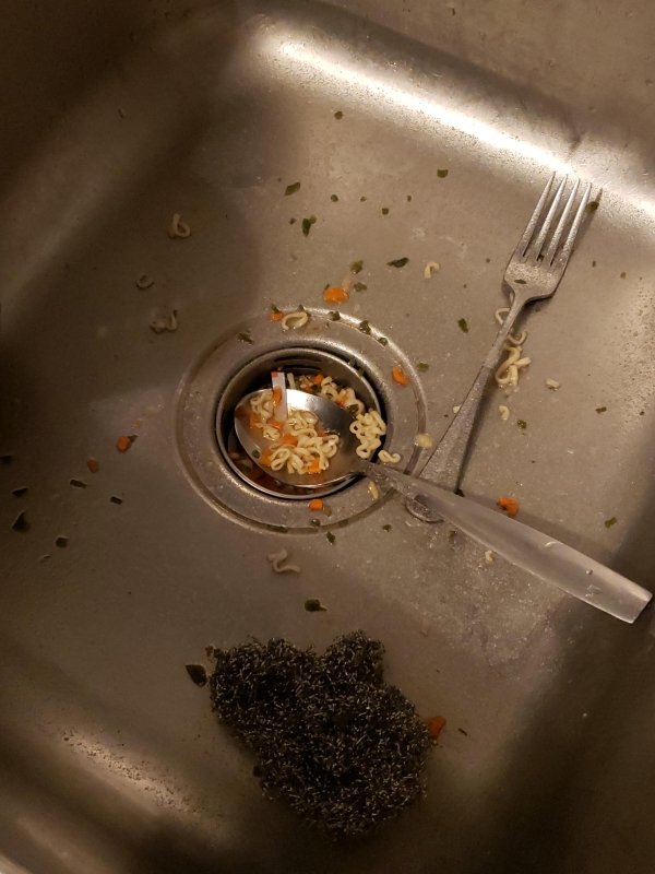 My brother always throws his leftover soup in the sink and never cleans it