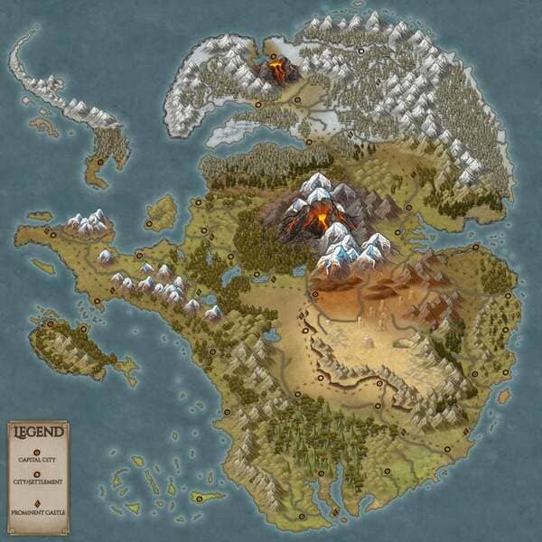 Antarctica without ice fantasy map