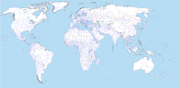 Map with all divisions of all countries.