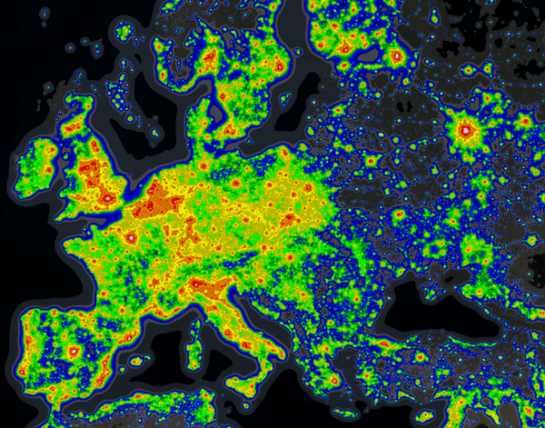 Light pollution in Europe.