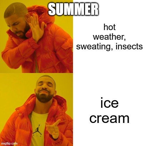 meme about procrastination - Summer hot weather, sweating, insects ice cream imgflip.com