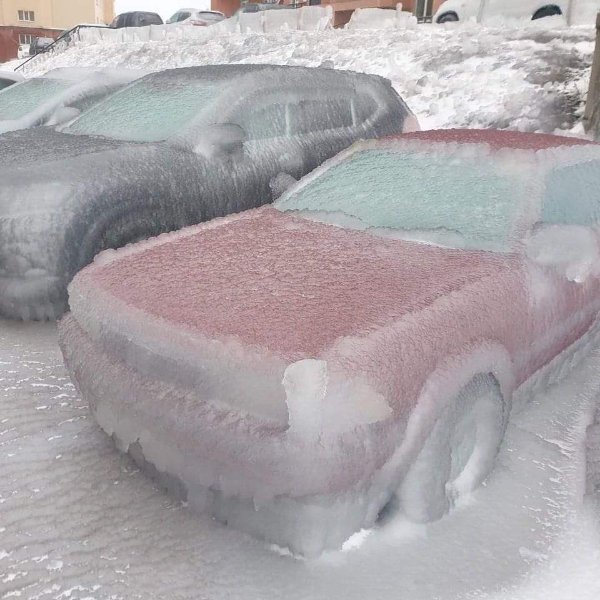 “Cars after freezing rain in Vladivostok, Russia.”