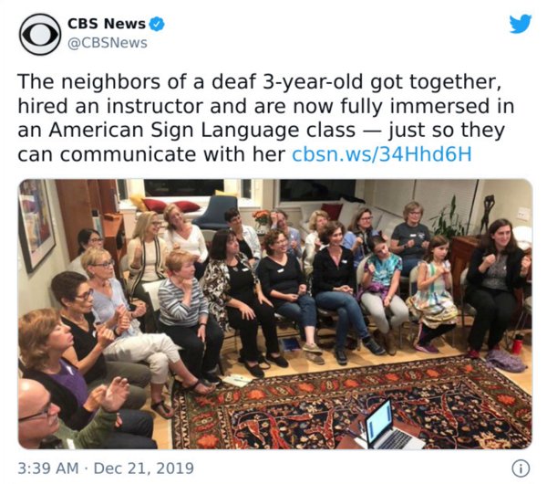 presentation - Cbs News The neighbors of a deaf 3yearold got together, hired an instructor and are now fully immersed in an American Sign Language class just so they can communicate with her cbsn.ws34Hhd6H Vauti