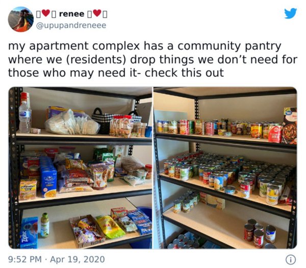 community pantry meme - renee 0 my apartment complex has a community pantry where we residents drop things we don't need for those who may need it check this out 0