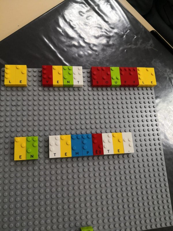 “Gf’s a school teacher for blind children. To help them understand and write words she has lego-like Braille toys !”