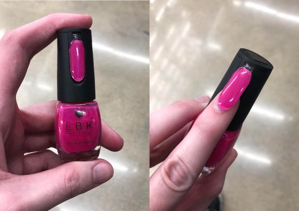 This nail polish comes with a swatch built into the cap