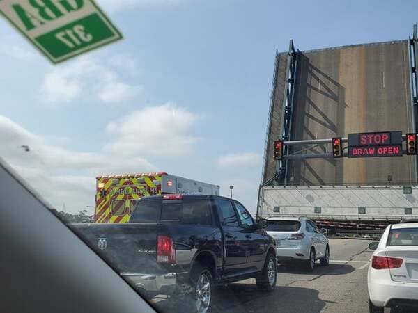 I got stuck behind a draw bridge today, and so did an ambulance.