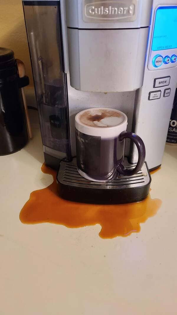 Brewed my morning coffee with my mug upside down.