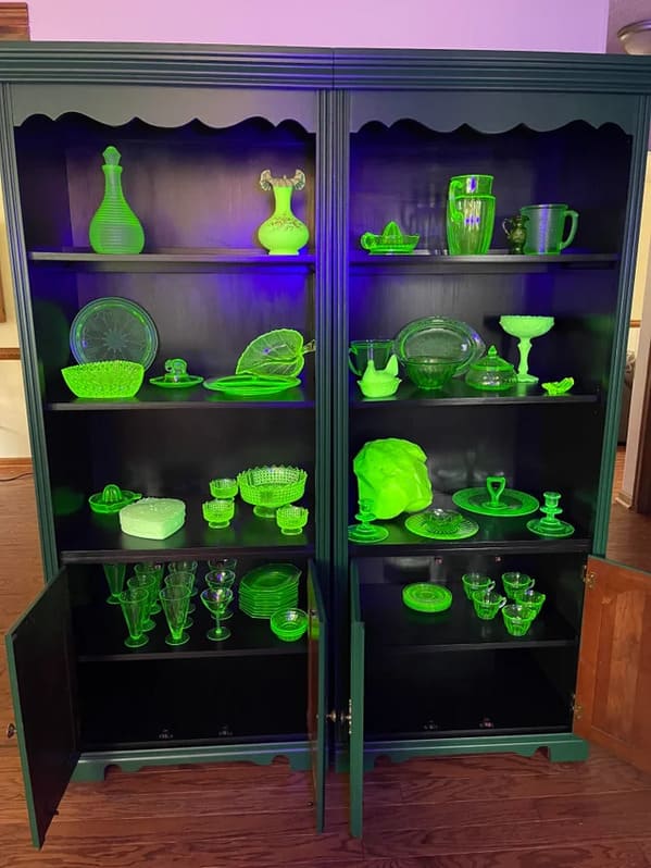 “My collection of Uranium Glass that glows under UV light!”