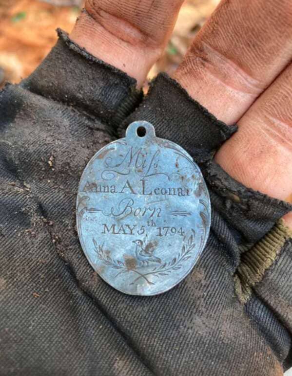 “This silver pendant I found metal detecting is dated 227 years ago today”