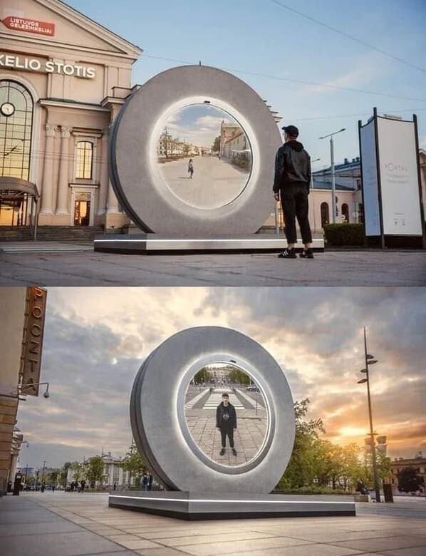 “Vilnius has put up a statue that offers a “portal” to the Polish city of Lublin, allowing people to see each other in real-time”