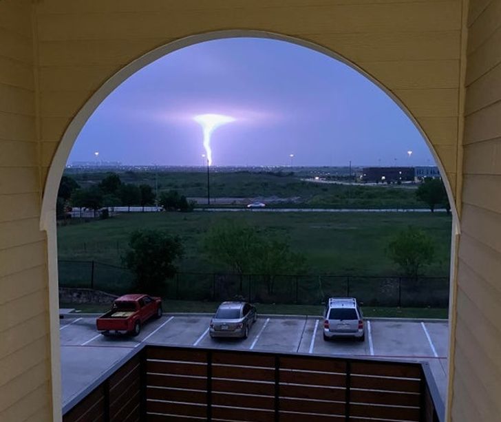 “Lightning that highlights a tornado”