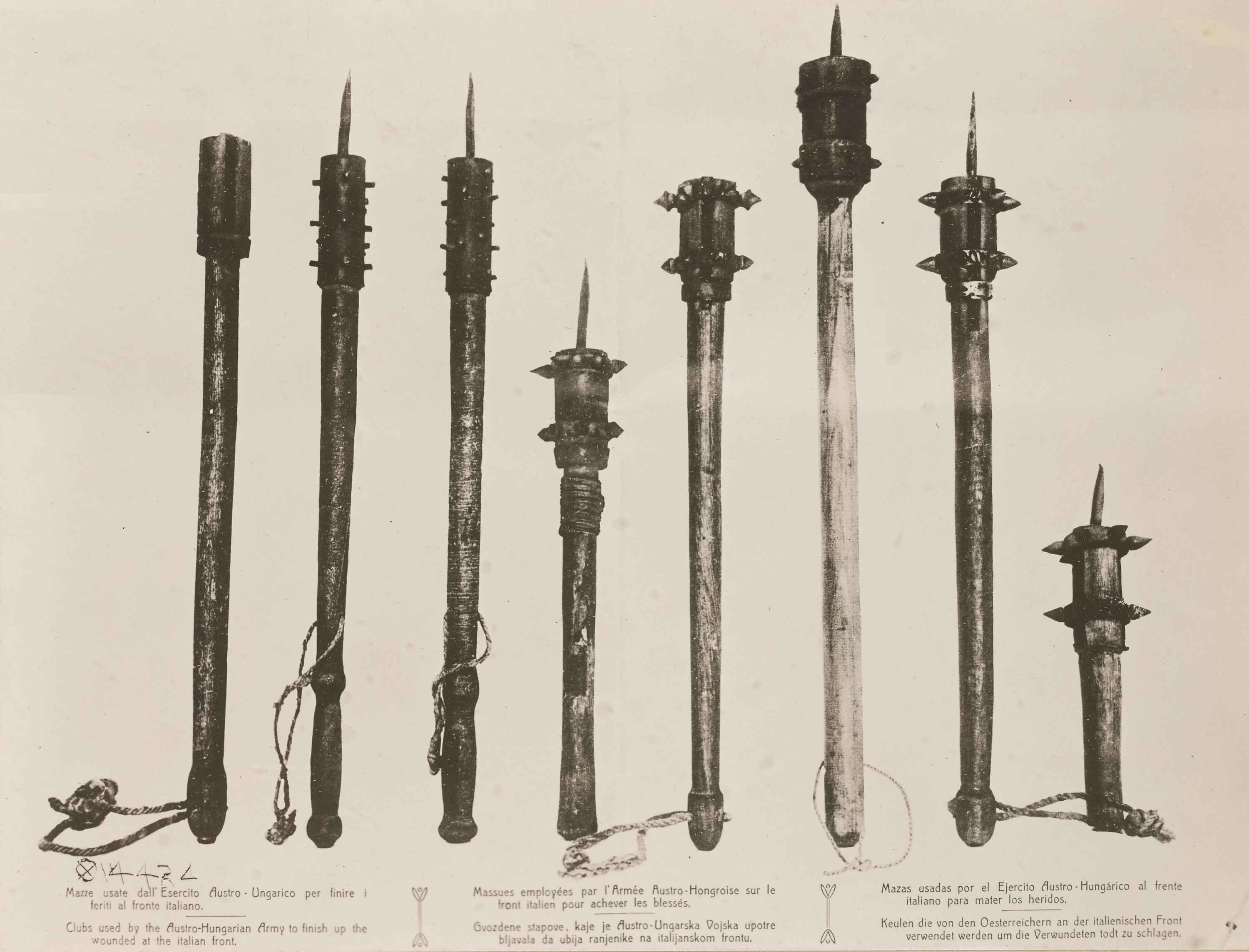 Medieval style maces and clubs used by Austro-Hungarian army during WW1, 1914-1918