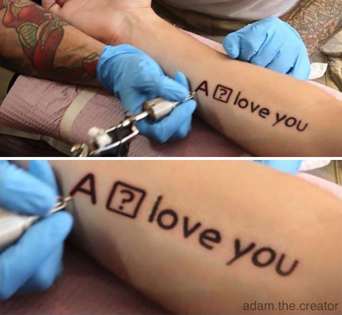 terrible tattoos - temporary tattoo - A love you A love you adam.the.creator