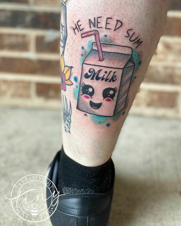 terrible tattoos - tattoo - He Need Sum Milk B .