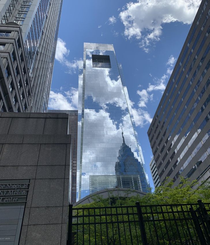 “Today on my walk through Philly, I came across a camouflaged building.”