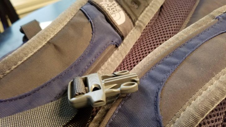 “I just noticed my backpack’s chest strap has a whistle that can come in handy in extreme situations (if you get lost in the woods, for example).”