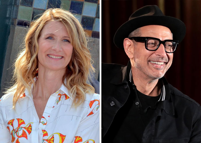 after their characters unsuccessfully flirted in Jurassic Park, Jeff Goldblum and Laura Dern actually dated and got engaged