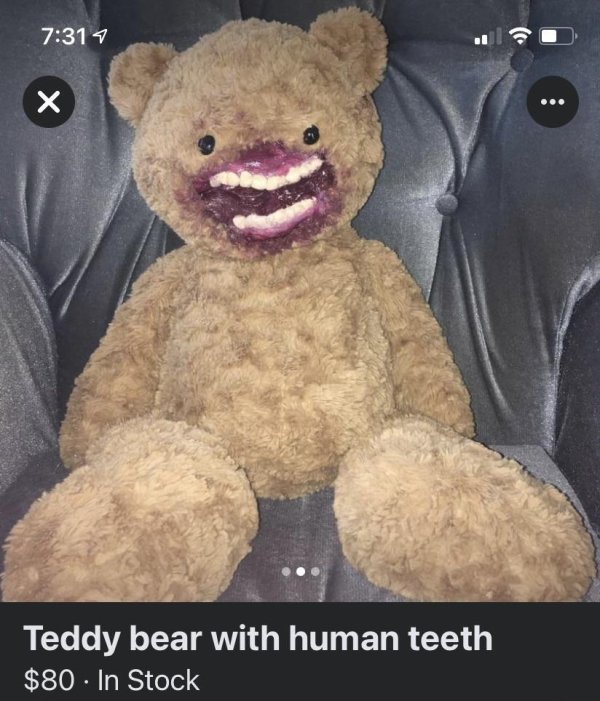 teddy bear - Teddy bear with human teeth $80 In Stock