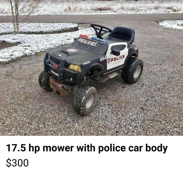 tire - Clic 054 Police 17.5 hp mower with police car body $300