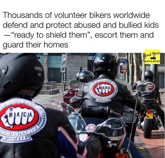 baca biker - Thousands of volunteer bikers worldwide defend and protect abused and bullied kids "ready to shield them, escort them and guard their homes Good News Movement De Geschade Bacja B01C1 Cha Members