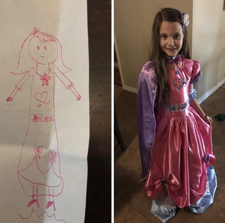 “She drew a picture of her dream dress, and her grandma made it for her.”