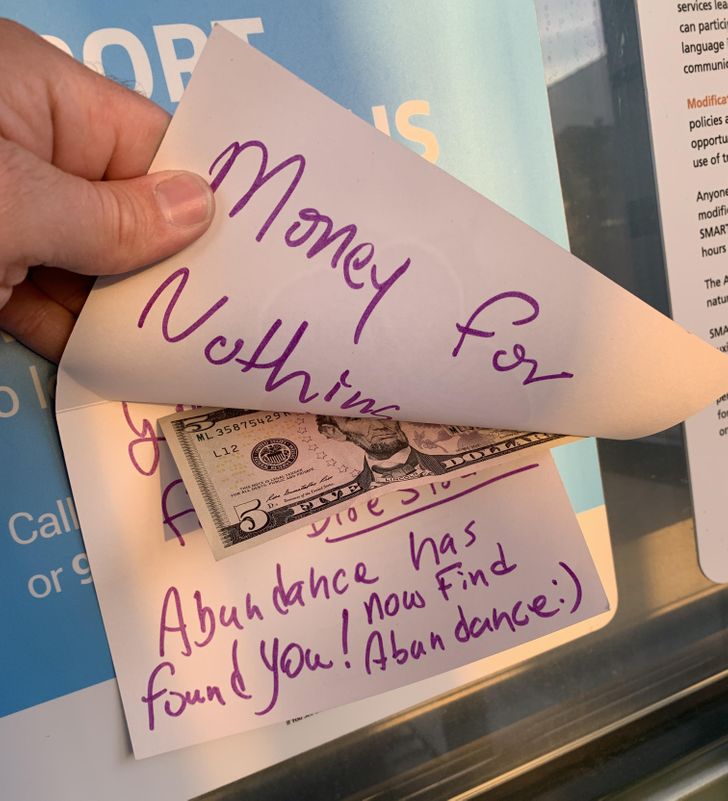 “Someone left a ‘money for nothing’ card at our local downtown train station. No, I didn’t take it.”