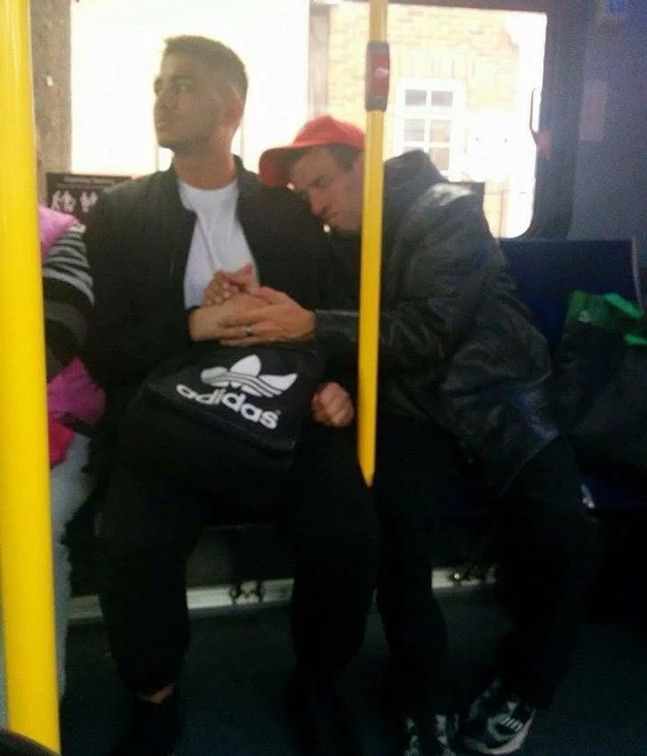 “This man allowed special needs person he didn’t know to hold his hand on a crowded bus.”