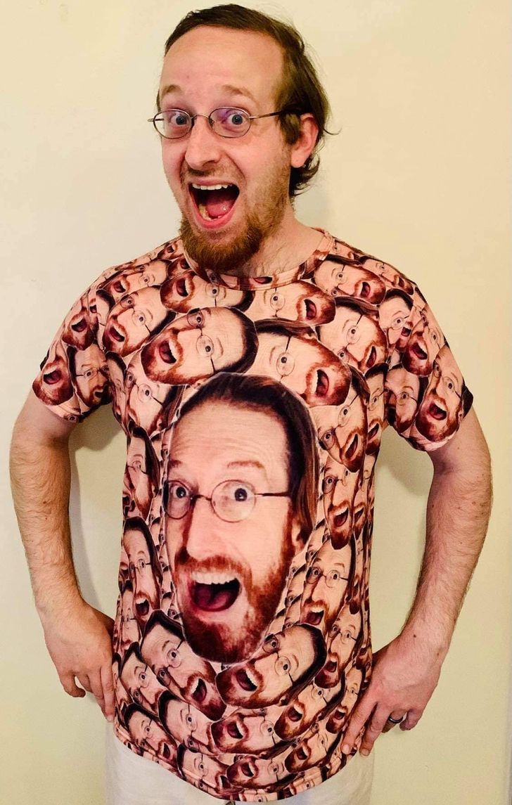“I found my doppelgänger on a thrifted T-Shirt, 2,700 miles away!”