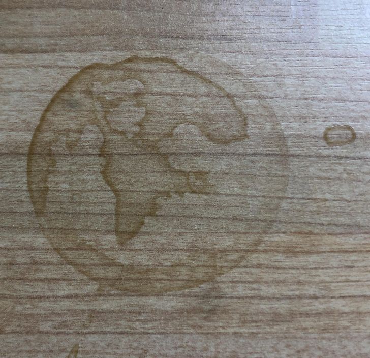 “A coffee stain that looks like Earth.”