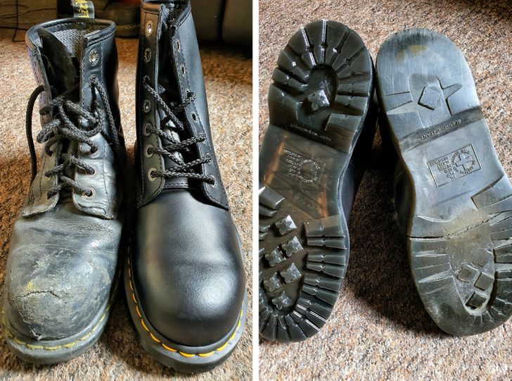 “Work boots, 2 years old vs Brand new”