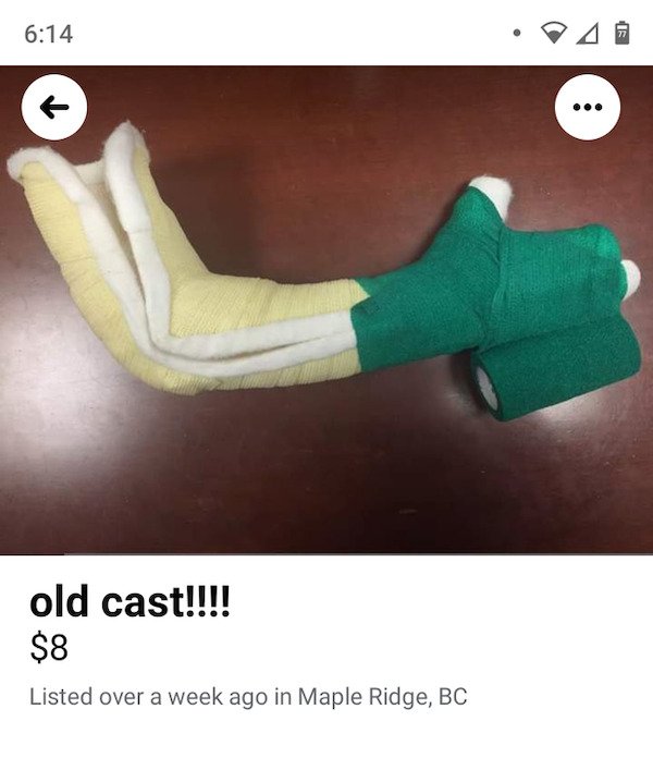 arm - ... old cast!!!! $8 Listed over a week ago in Maple Ridge, Bc