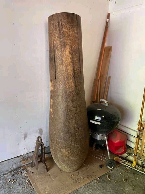 Wooden vase thing. Owners didn’t remove it and now its too late. Friend described it as hallow and about an inch and a half in thickness

A: It’s a vase/holder/pot made from a tree trunk