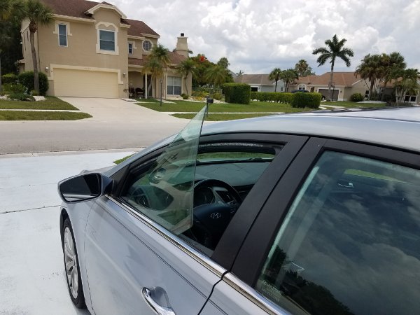 “No collision or vandalism. The window just decided it didn’t want to be a part of our car anymore.”