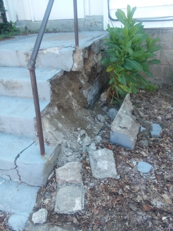 “Found out what my concrete steps are actually made of.”