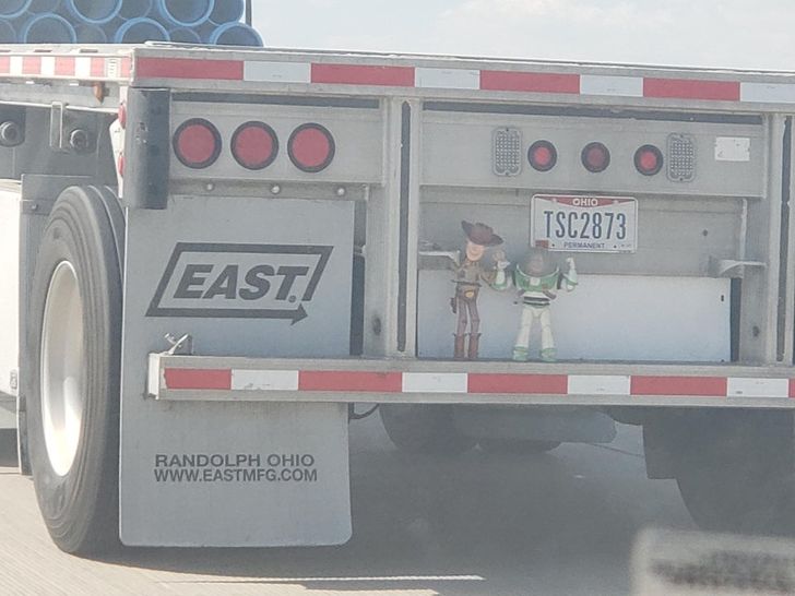 “Woody and Buzz traveling down the interstate”