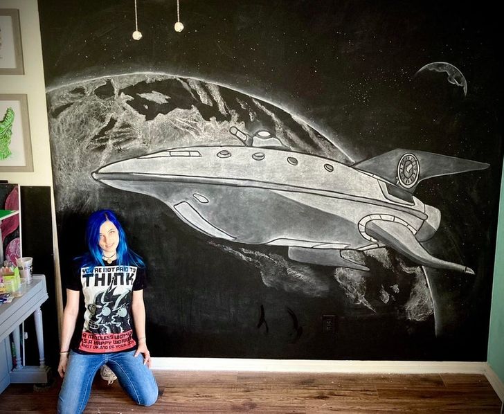 “My Planet Express chalk drawing!”