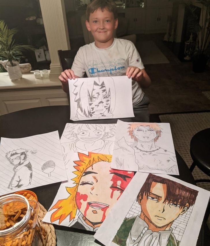 “Wanted to share my super talented 11-year-old brother’s art!”