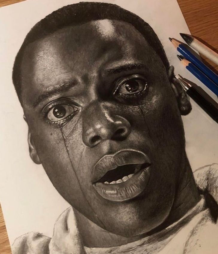 “Get Out graphite drawing by me.”