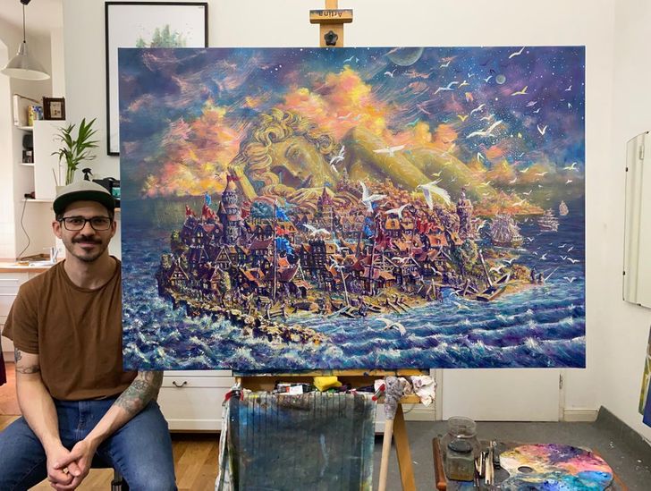“Worked on this oil painting longer than I should have. But I’m happy with how it turned out.”