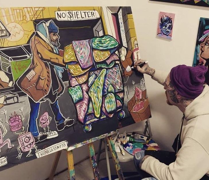 “My brother was living on the street. Now he paints his experience.”