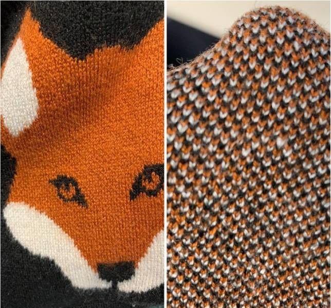 “The inside of the fox pocket on my sweater is made up of lots of smaller foxes.”