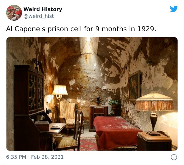 eastern state penitentiary - Weird History Al Capone's prison cell for 9 months in 1929. 0