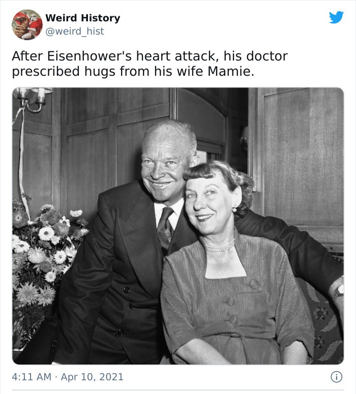 photograph - Weird History After Eisenhower's heart attack, his doctor prescribed hugs from his wife Mamie. .