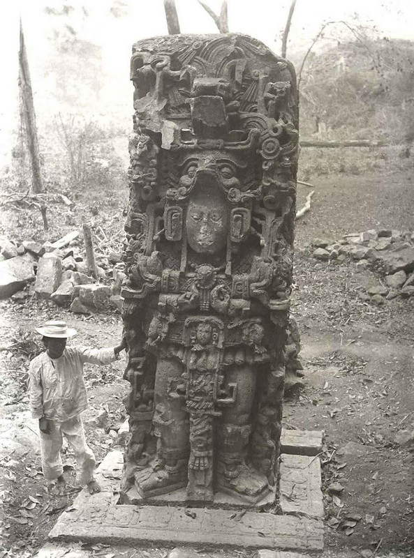 The discovery of an ancient Maya statue deep within the jungles of Honduras, 1885