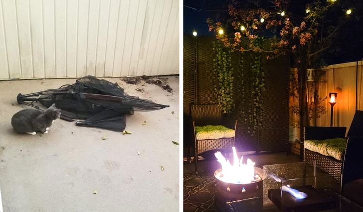 “A before and after of my patio :)”