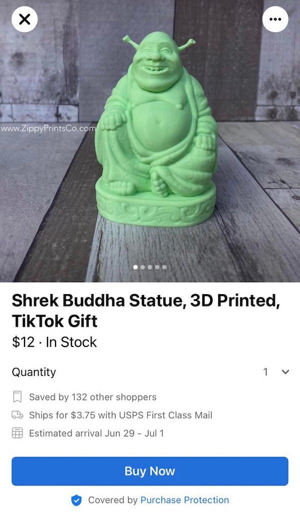amphibian - ee. @@@ Shrek Buddha Statue, 3D Printed, Tik Tok Gift $12 In Stock Quantity 1 Saved by 132 other shoppers Ships for $3.75 with Usps First Class Mail Estimated arrival Jun 29 Jul 1 Buy Now Covered by Purchase Protection